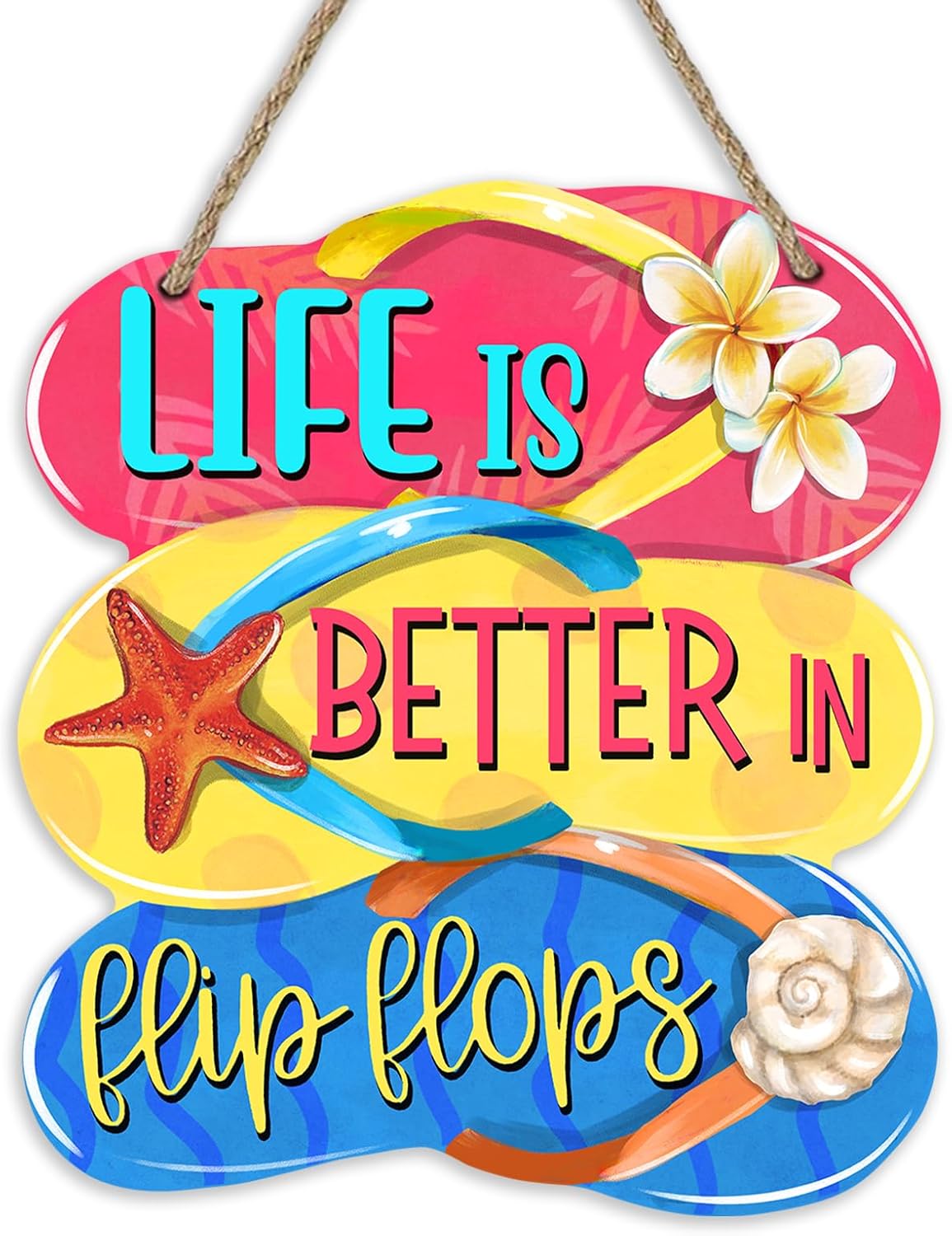 Bolisom Summer Life Flip Flops Beach Door Sign