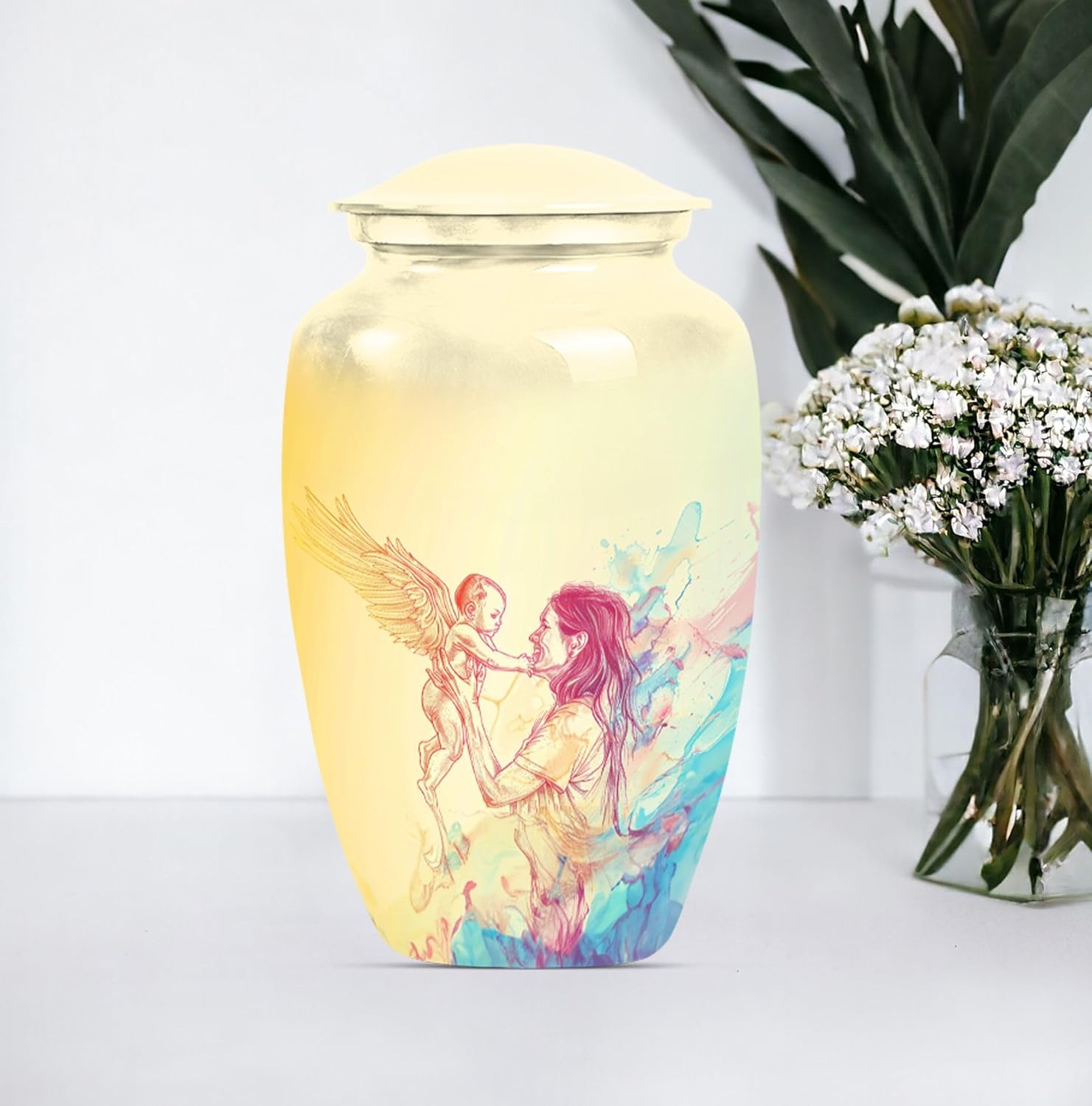 Large Velvet Urn for Ashes - Cremation Urn for Men and Women