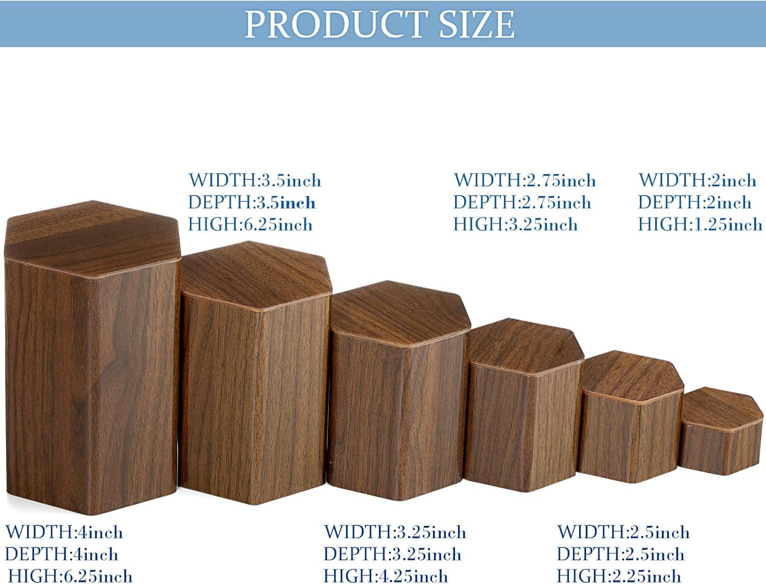 Jetec 12 Pcs Acrylic Hexagonal Jewelry Display Risers Brown