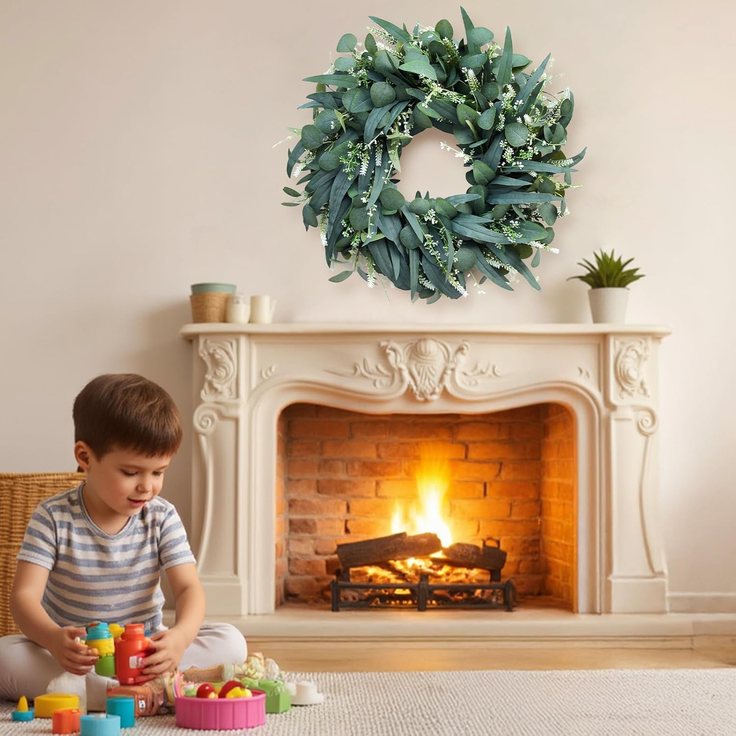 24-26 Inch Eucalyptus Wreath for Front Door and Wall