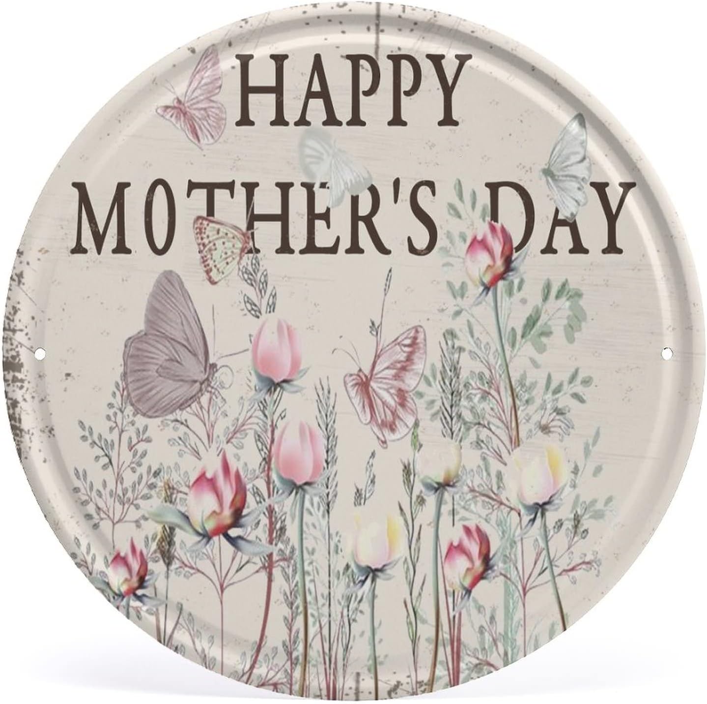 Mothers Day Butterfly Flower Metal Tin Sign Door Hanger 12x12 Inches