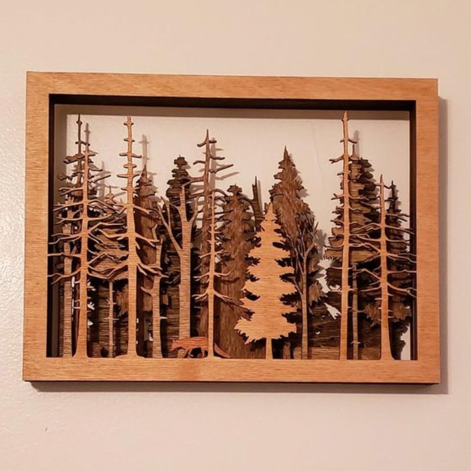 Meokro 7-Layer Fox Wall Art Decor Wooden Farmhouse Sculpture