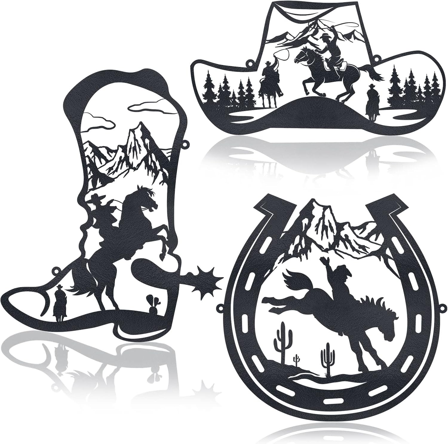 Pinkunn 3 Pcs 98 Inch Metal Wall Decor Cowboy Art