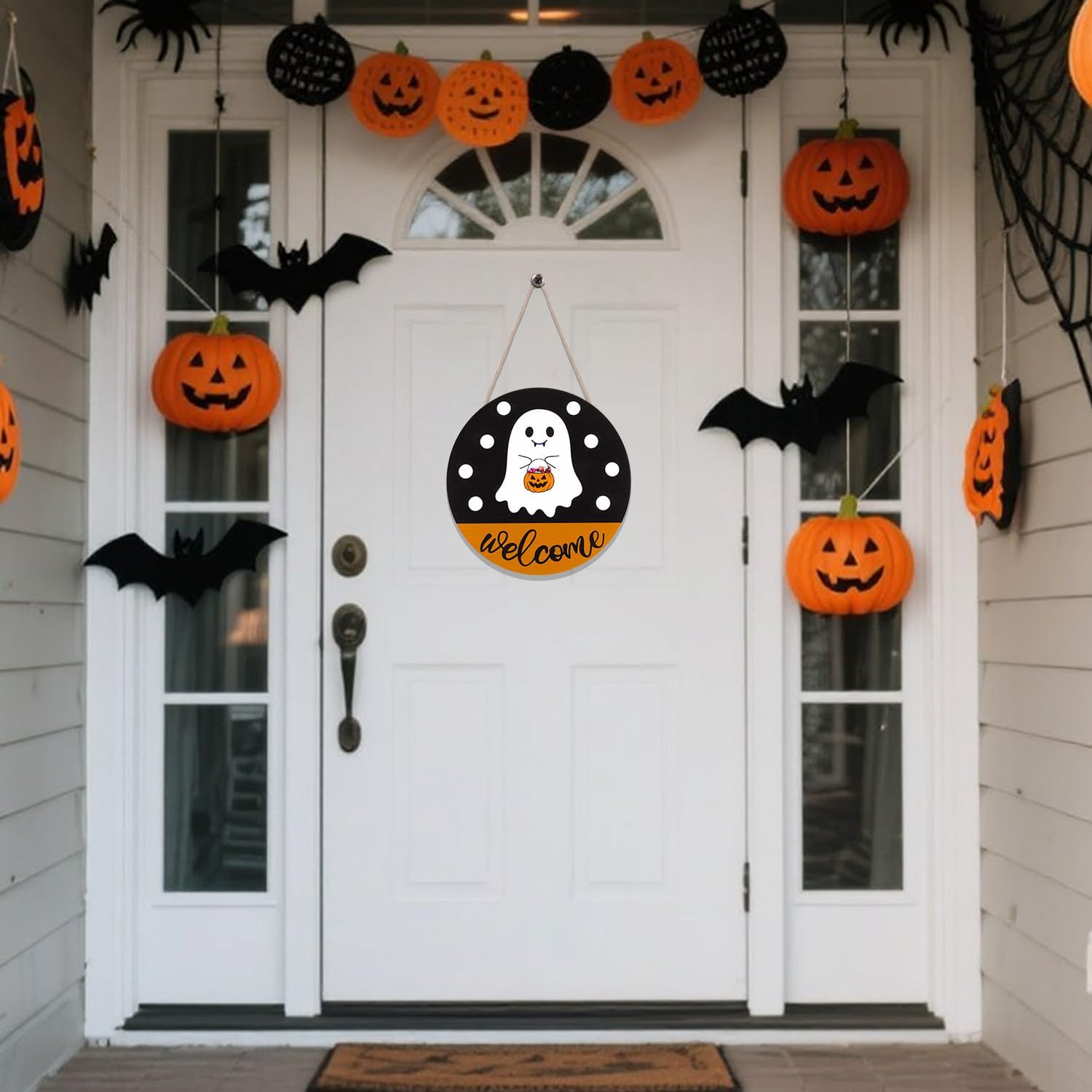 Halloween Door Hanging Ghost Welcome Sign Decor
