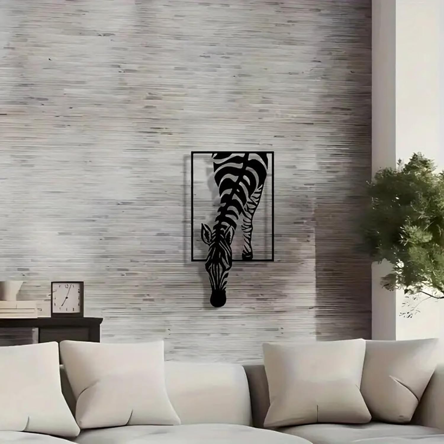 Huspox 3D Zebra Wall Art Decor Metal 40x23cm