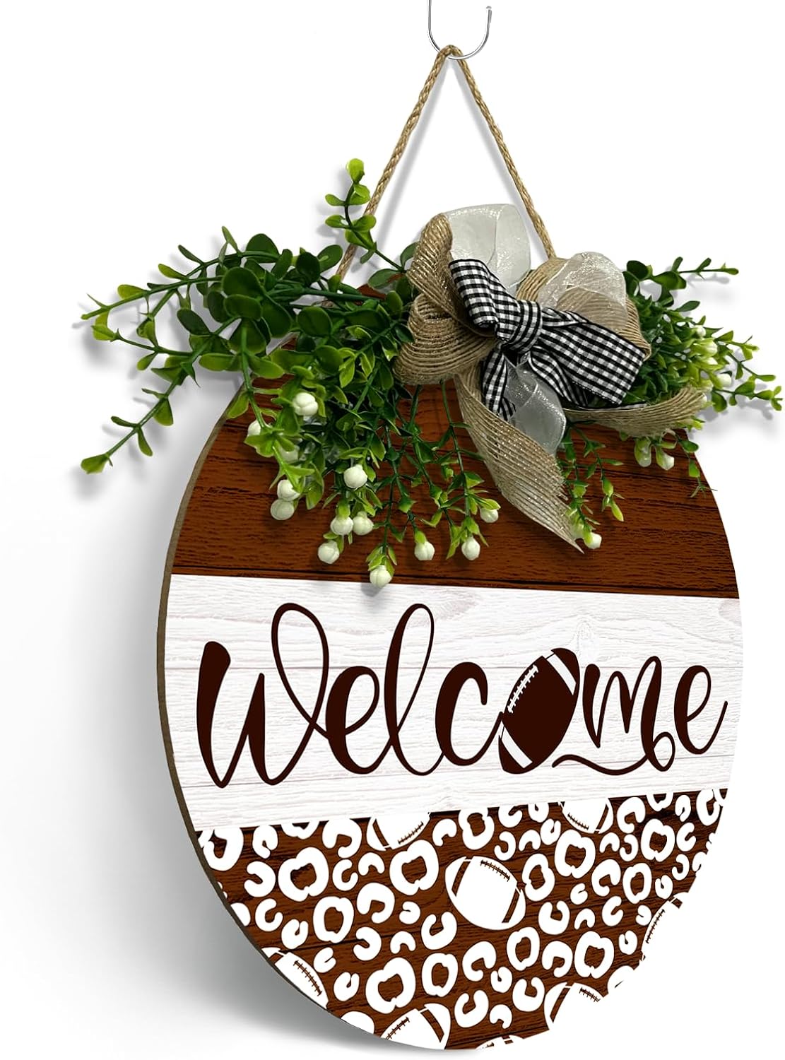Wooden Football Welcome Sign 12x12 Inches