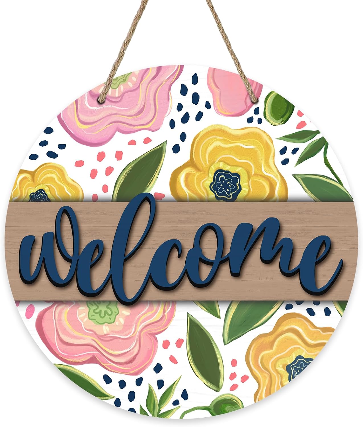 Welcome Spring Summer Flower Front Door Sign