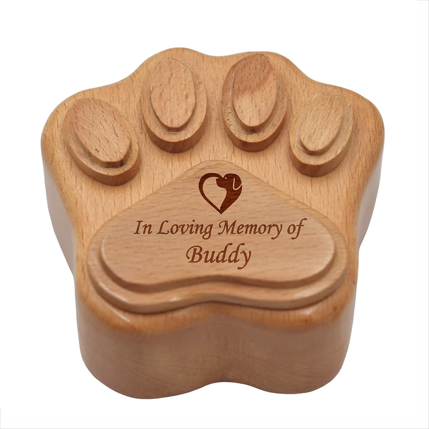 Pet Cremation Urn Paw Shape Wooden Keepsake Small