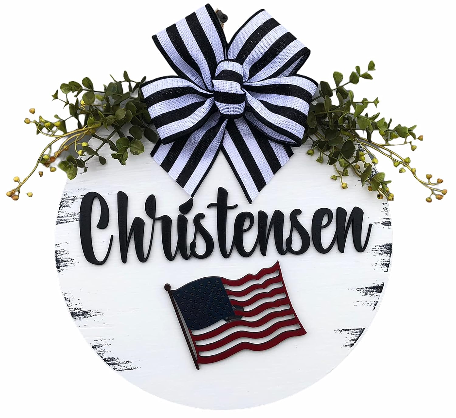 Custom Interchangeable Door Hanger Wreath Welcome Bow Sign 14 Round