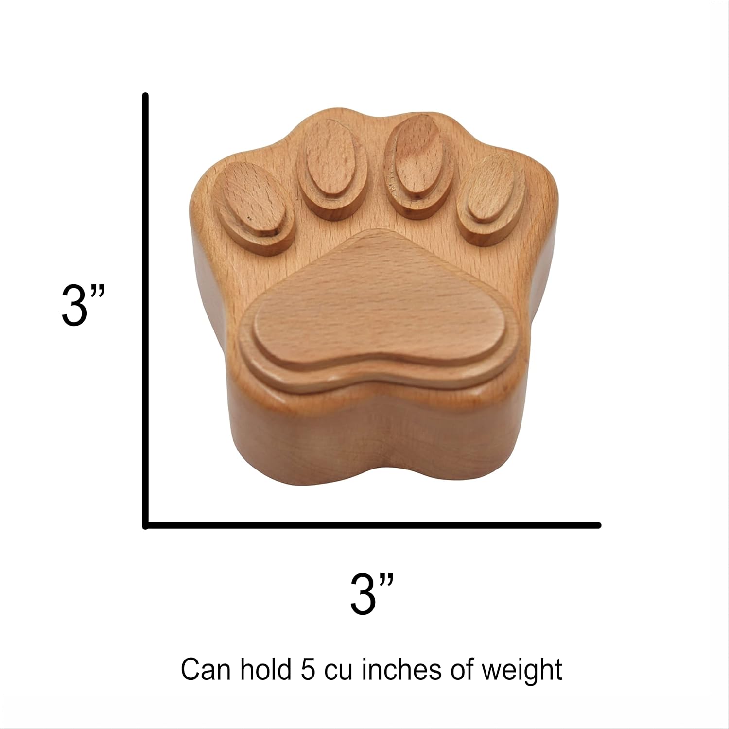 Pet Cremation Urn Paw Shape Wooden Keepsake Small