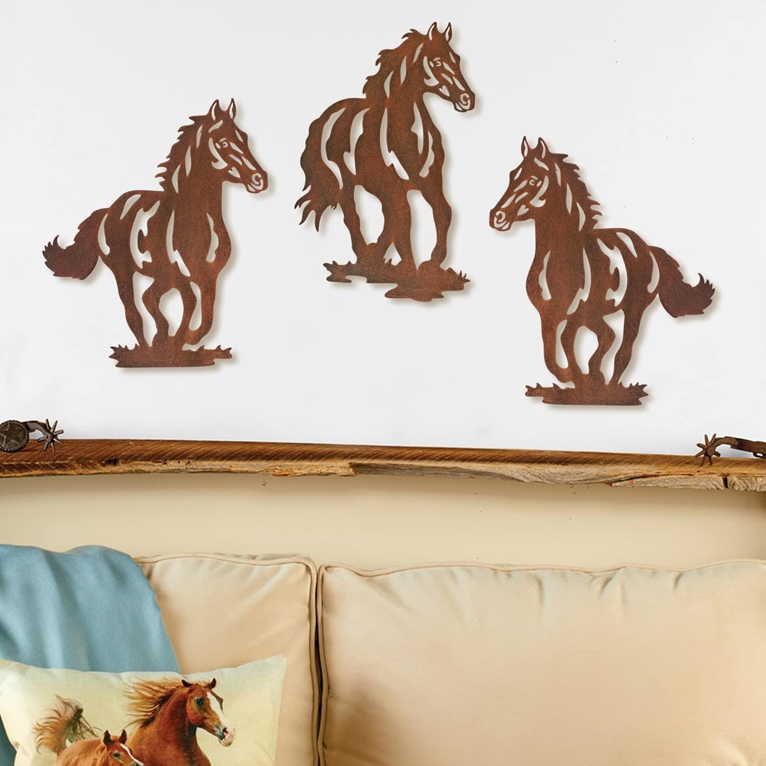 Limygus Metal Horse Wall Art Decor Set of 3