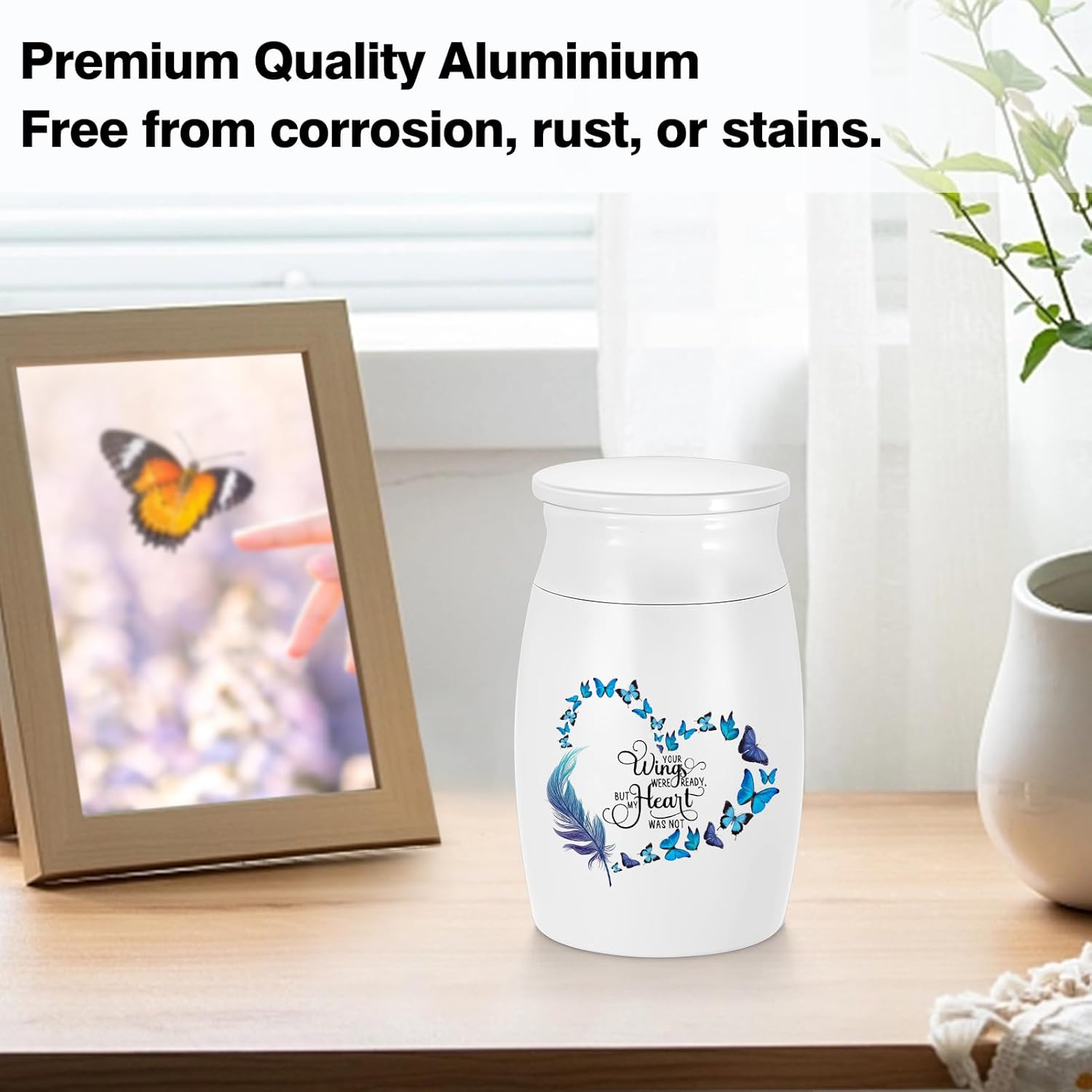Aluminum Mini Butterfly Ashes Urn - Memorial Keepsake Urn