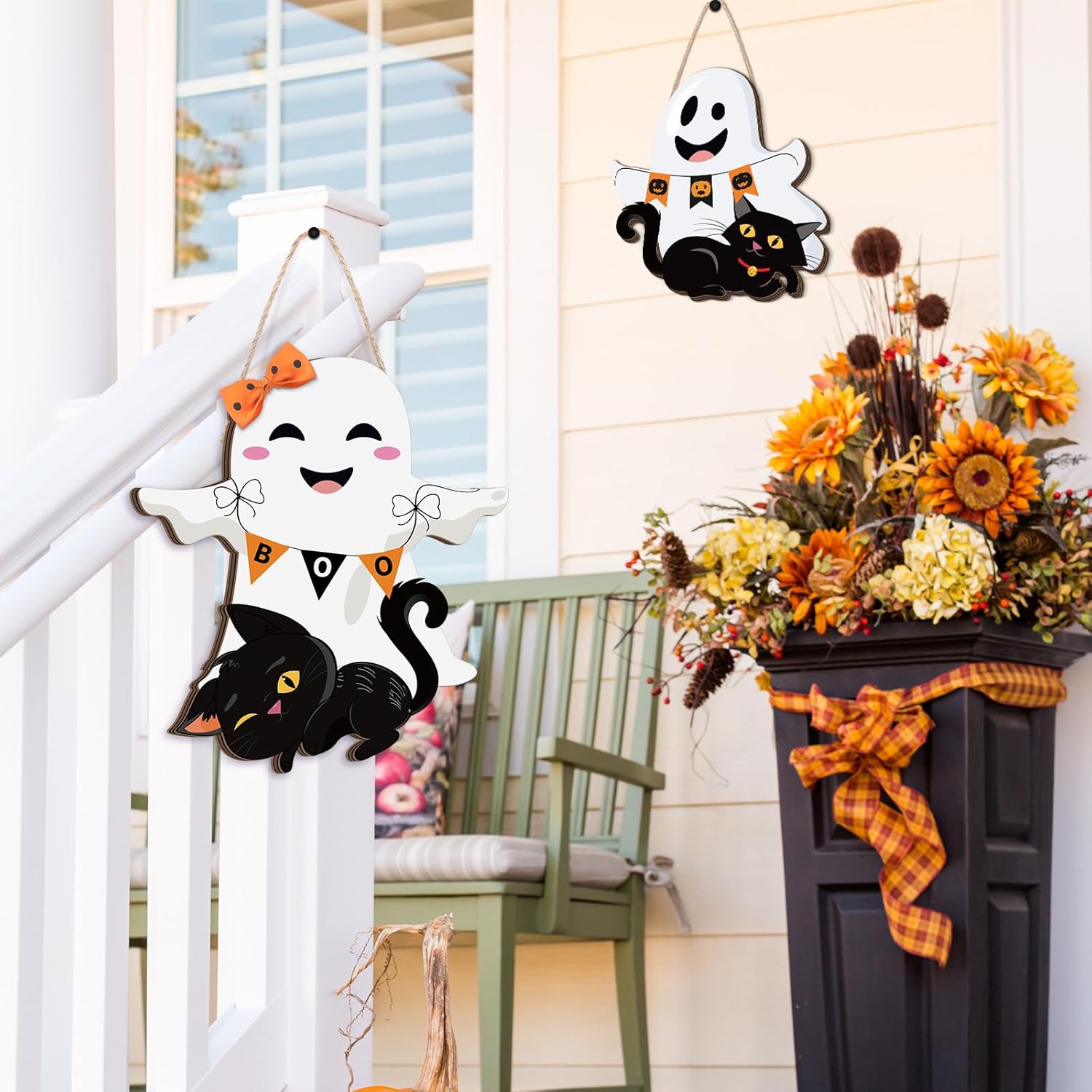 Leinuosen Halloween Ghost Witch Door Sign Decorations