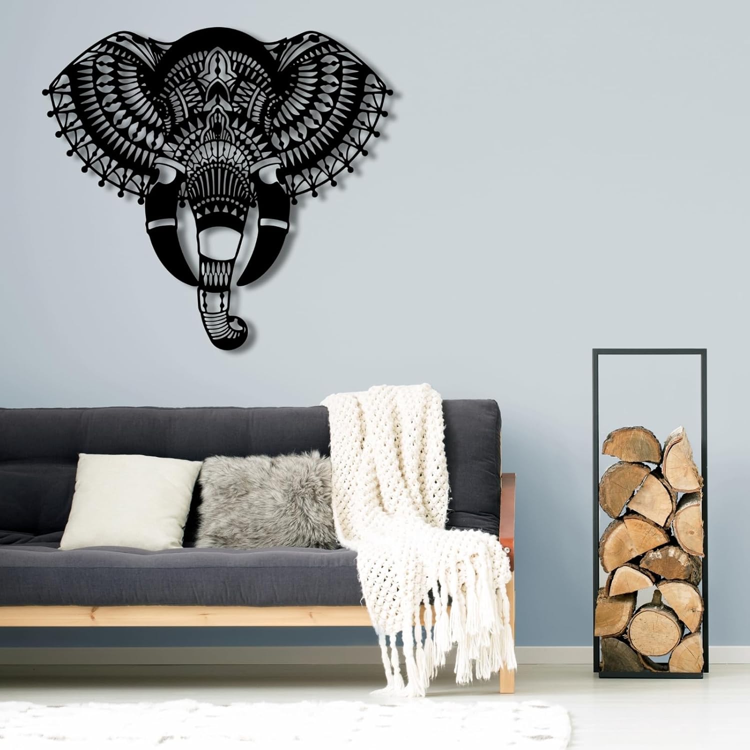 Feuwile Metal Elephant Wall Art Decor Black