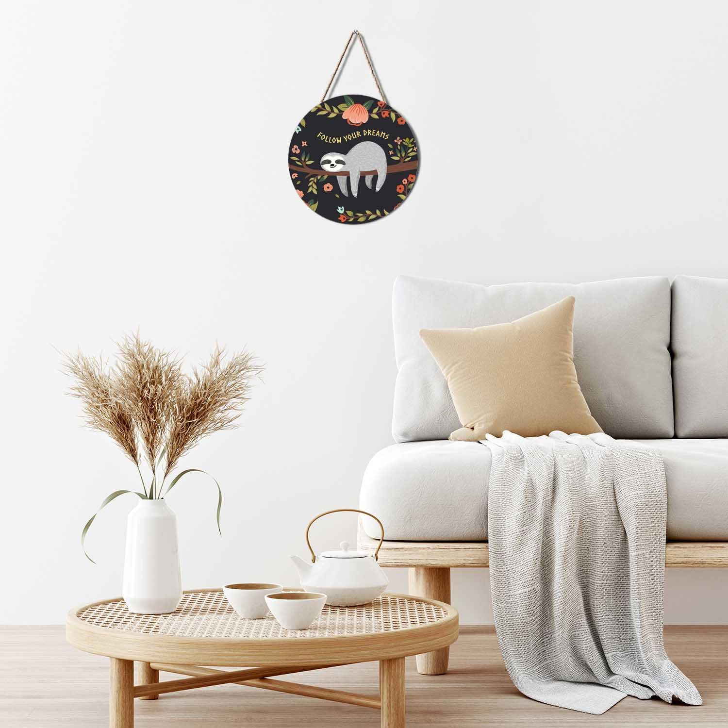 Sloth Wreath Door Hanger for Front Entrance Welcome Sign