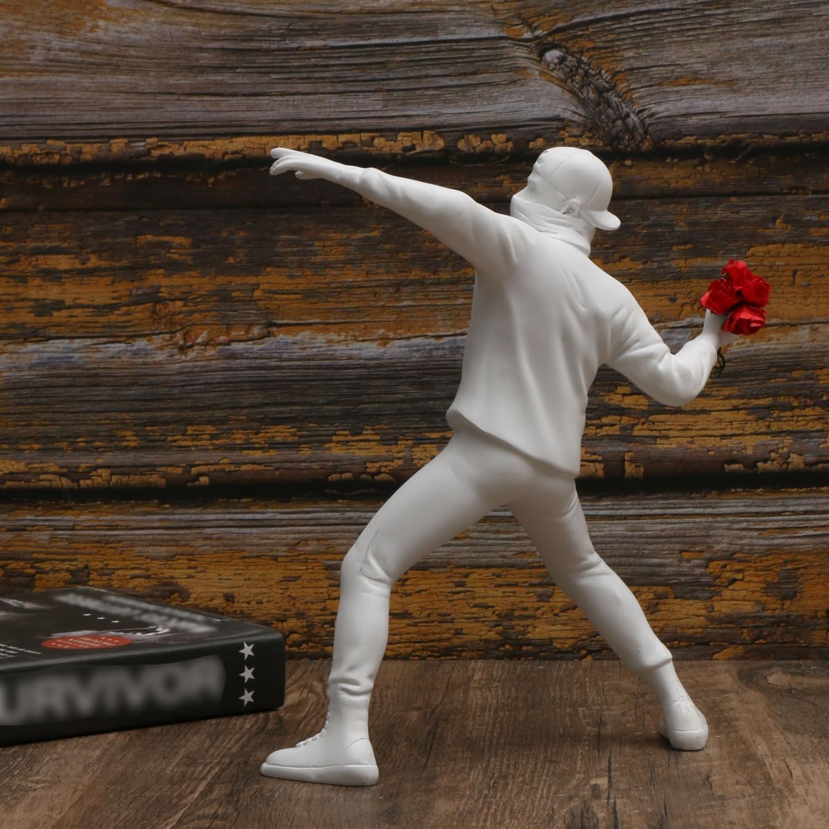 Modern White Flower Thrower Resin Sculpture