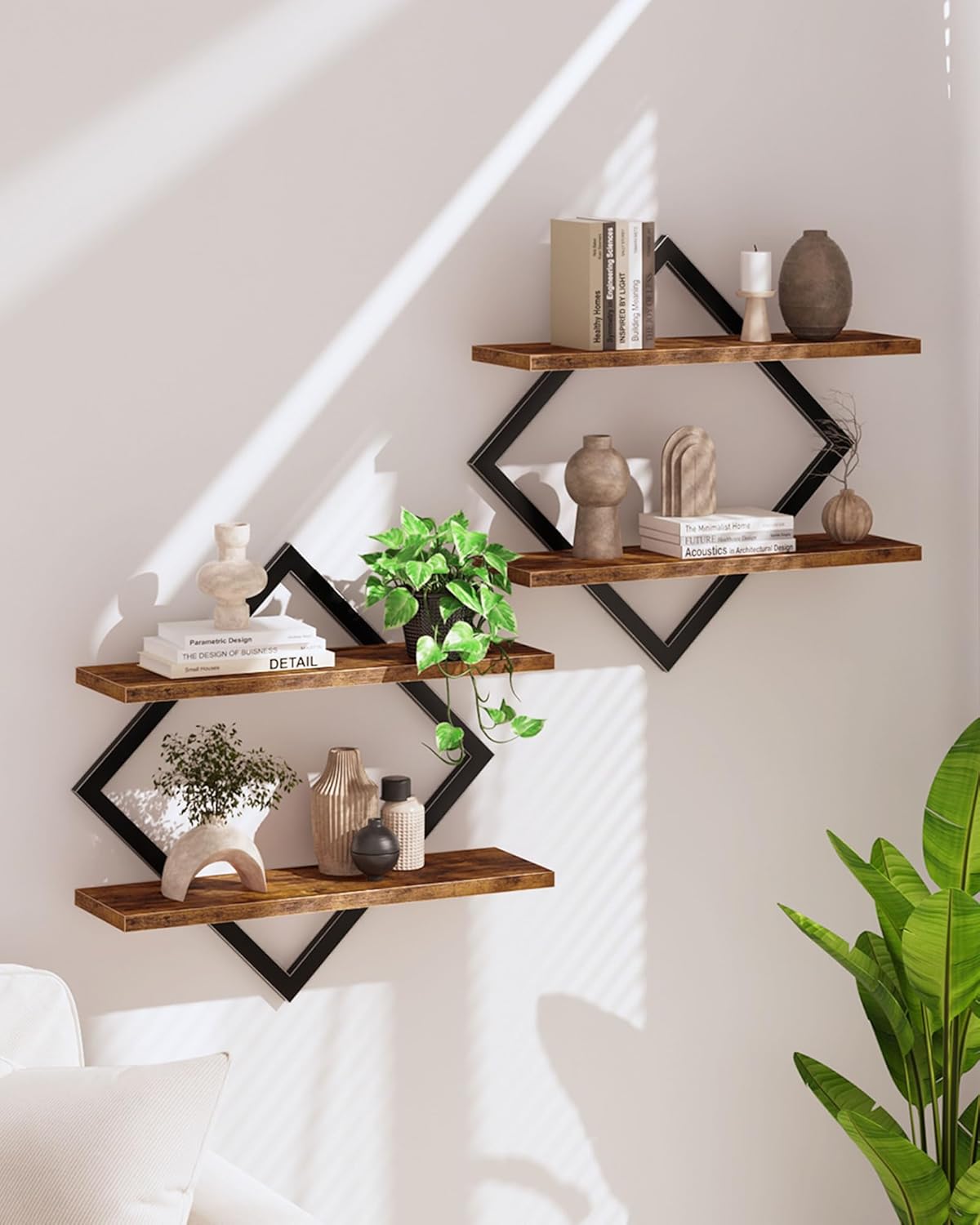CHOEZON Floating Shelves Set of 2 Rustic Brown