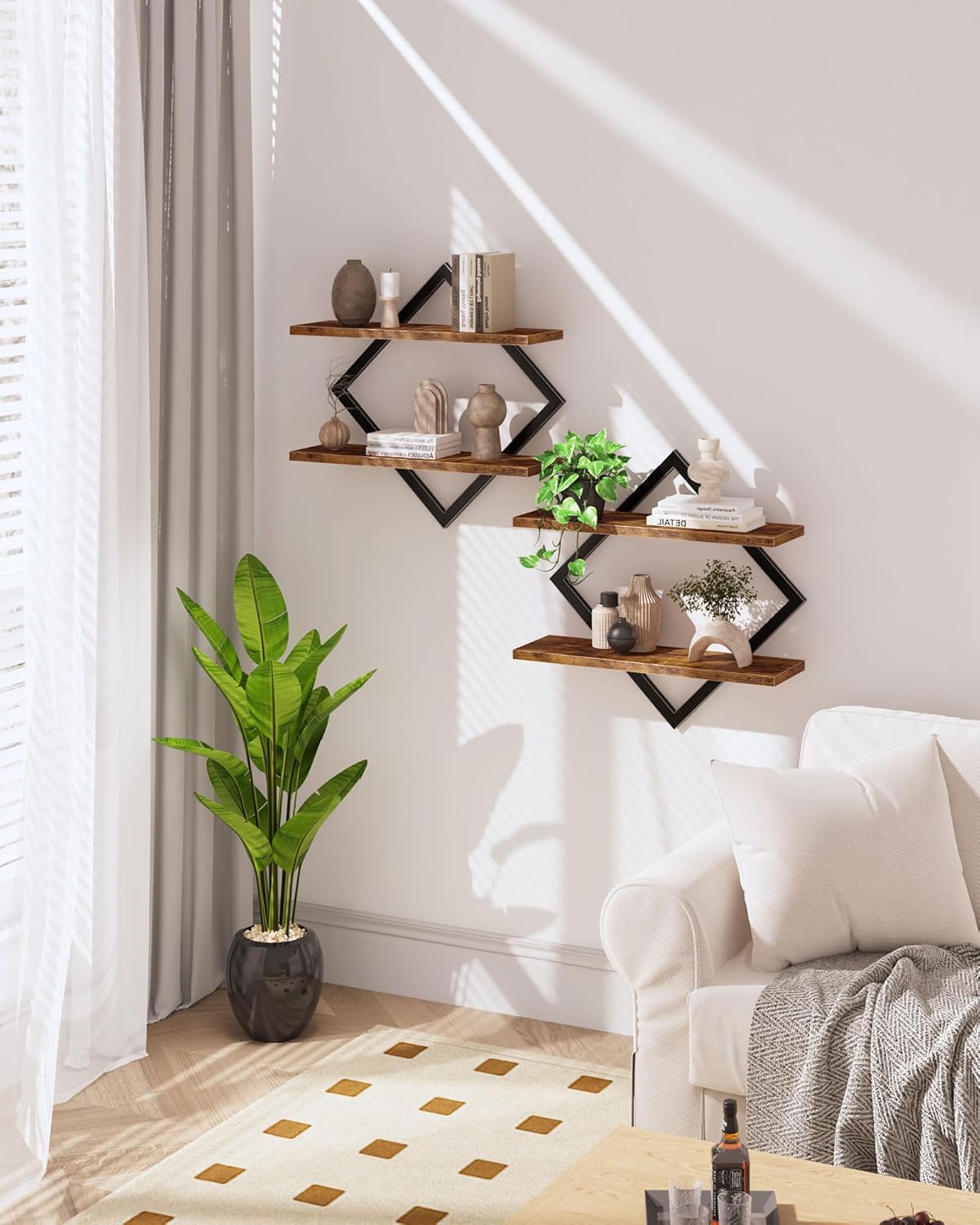 CHOEZON Floating Shelves Set of 2 Rustic Brown