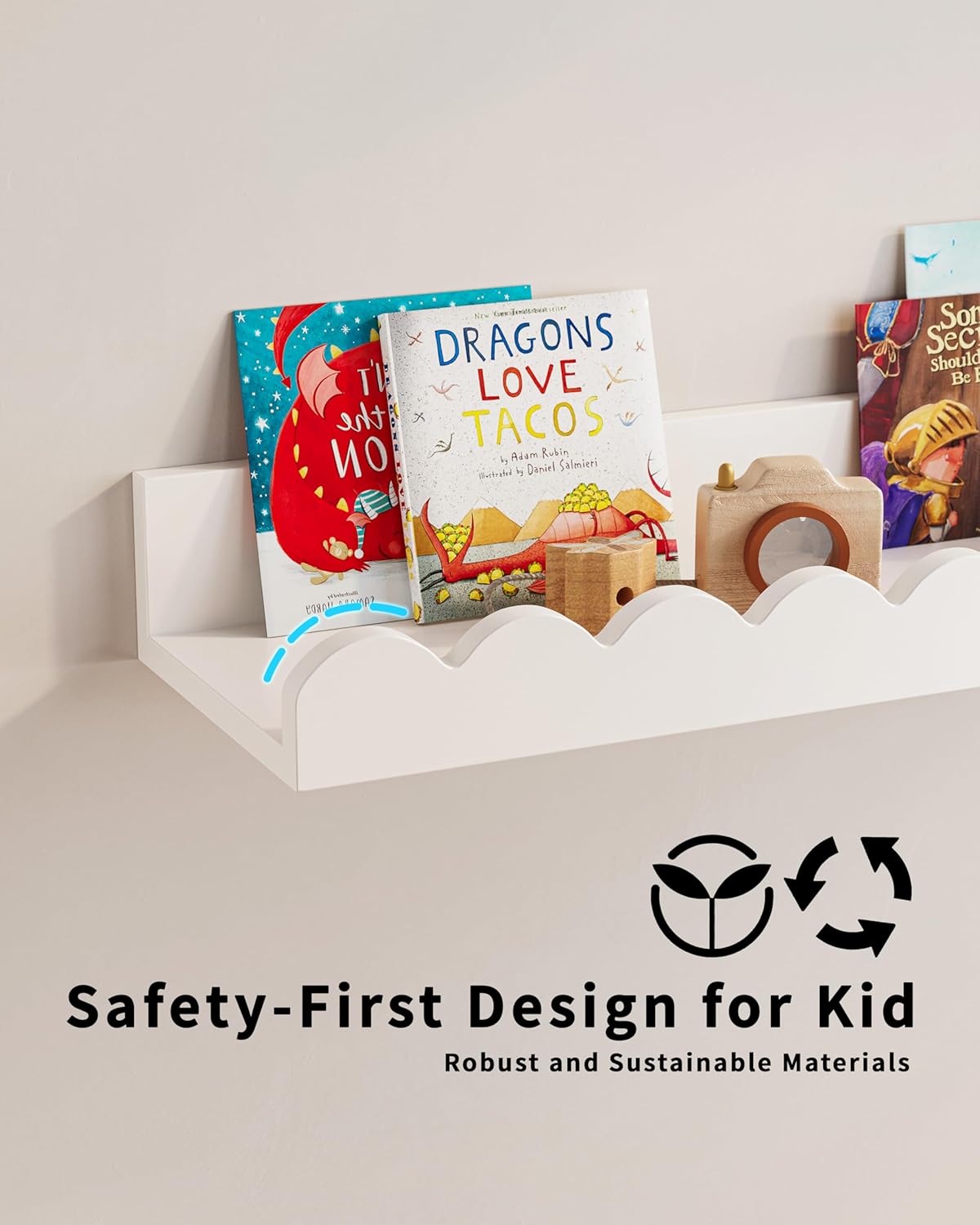 GW Gruwald Set of 3 Floating Book Shelves for Kids Room