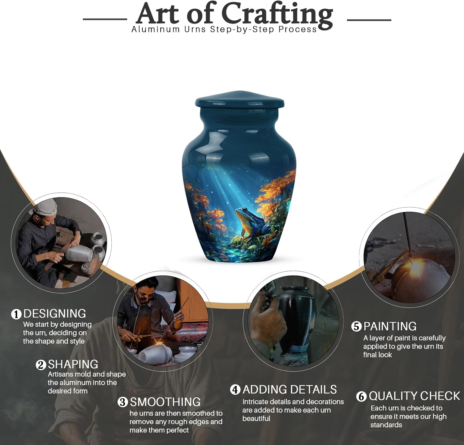 Frogs Themed Mini Urn for Human Ashes - 3 Inch Blue
