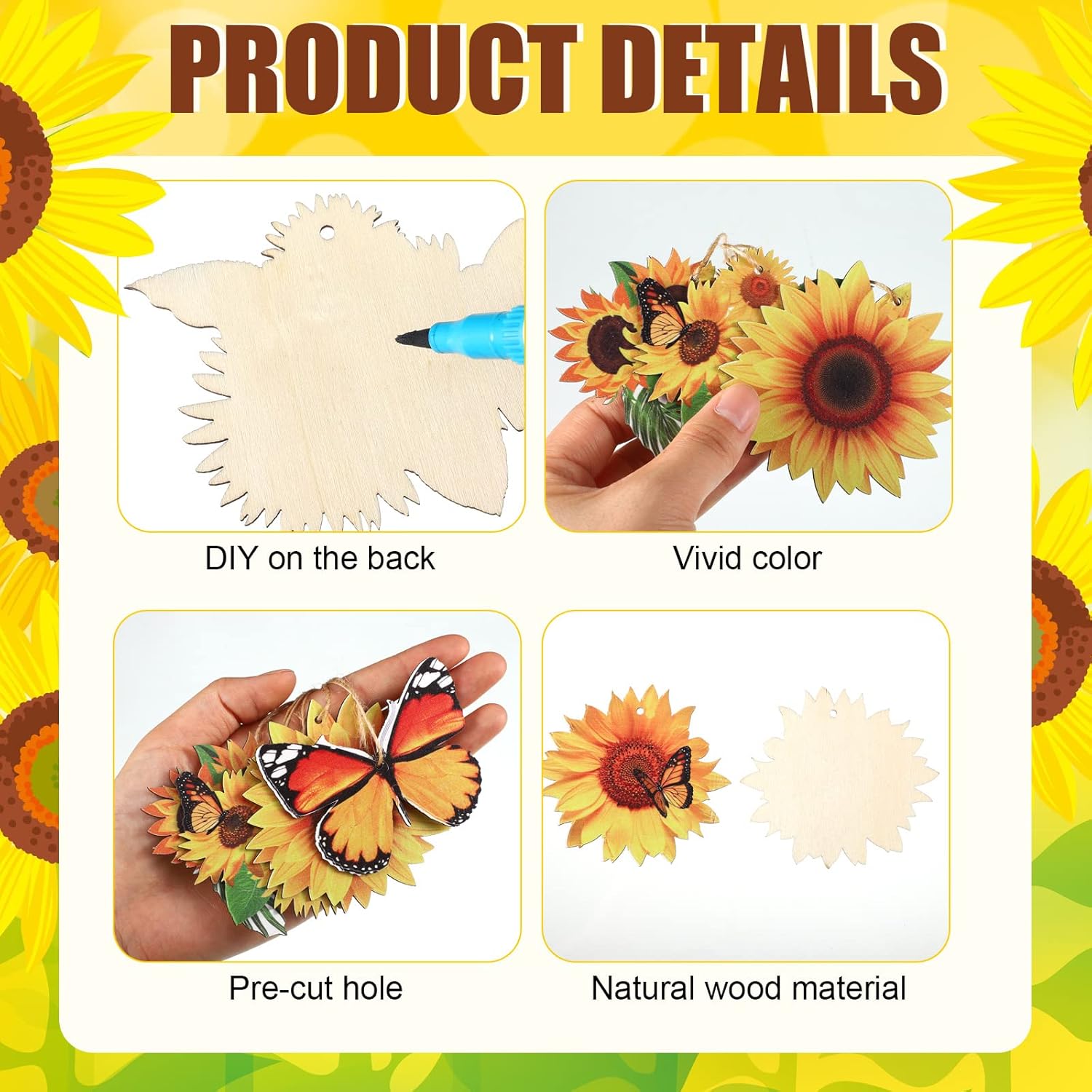 Qunclay 36 Pcs Summer Sunflower Tree Decorations