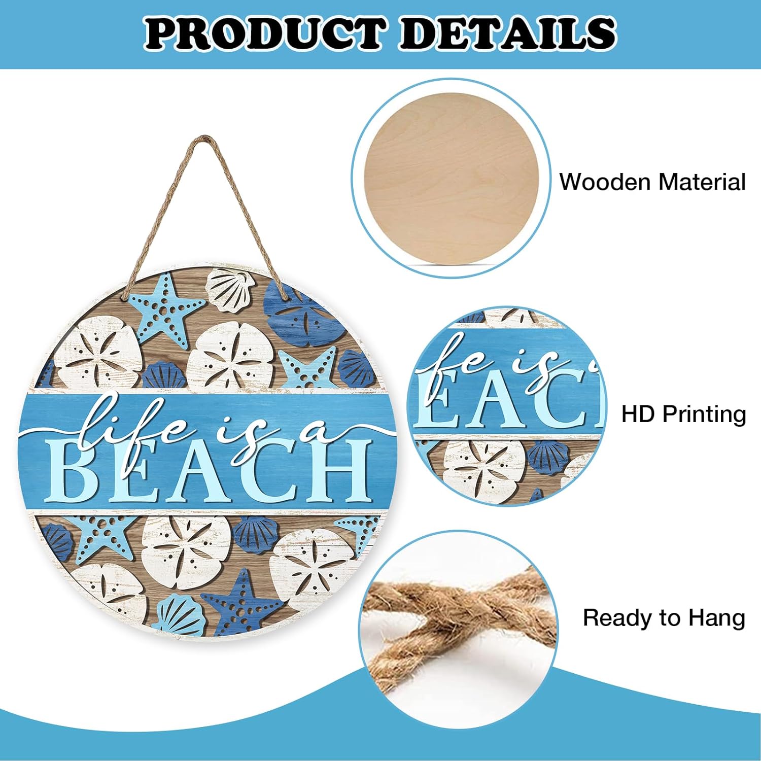 Summer Life is a Beach Blue Front Door Sign