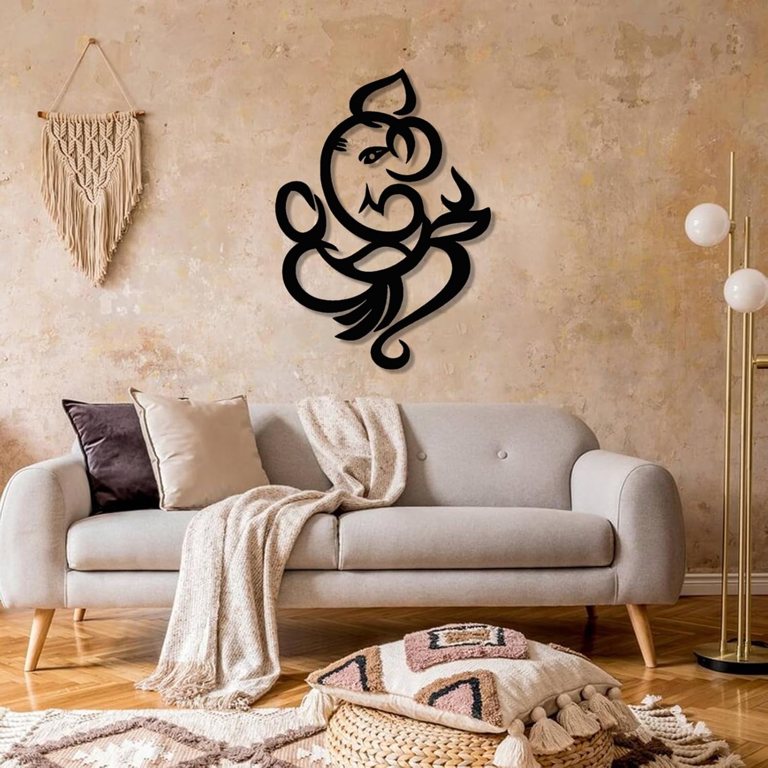Ganesha Metal Wall Art Decor 47x34cm Black