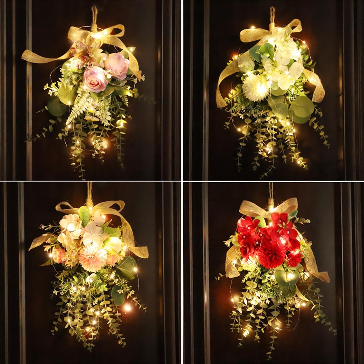 Eucalyptus Chrysanthemum Wreath Swag Hanger for Front Door