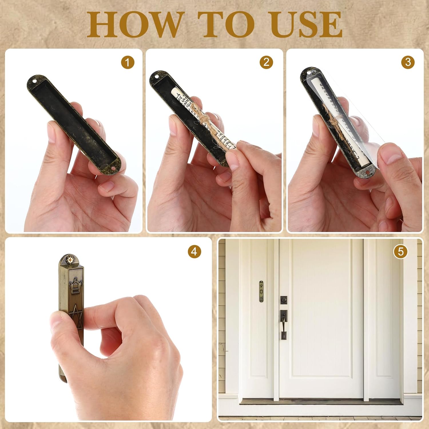 MAGICLULU 5Pcs Metal Mezuzah Scroll Cases