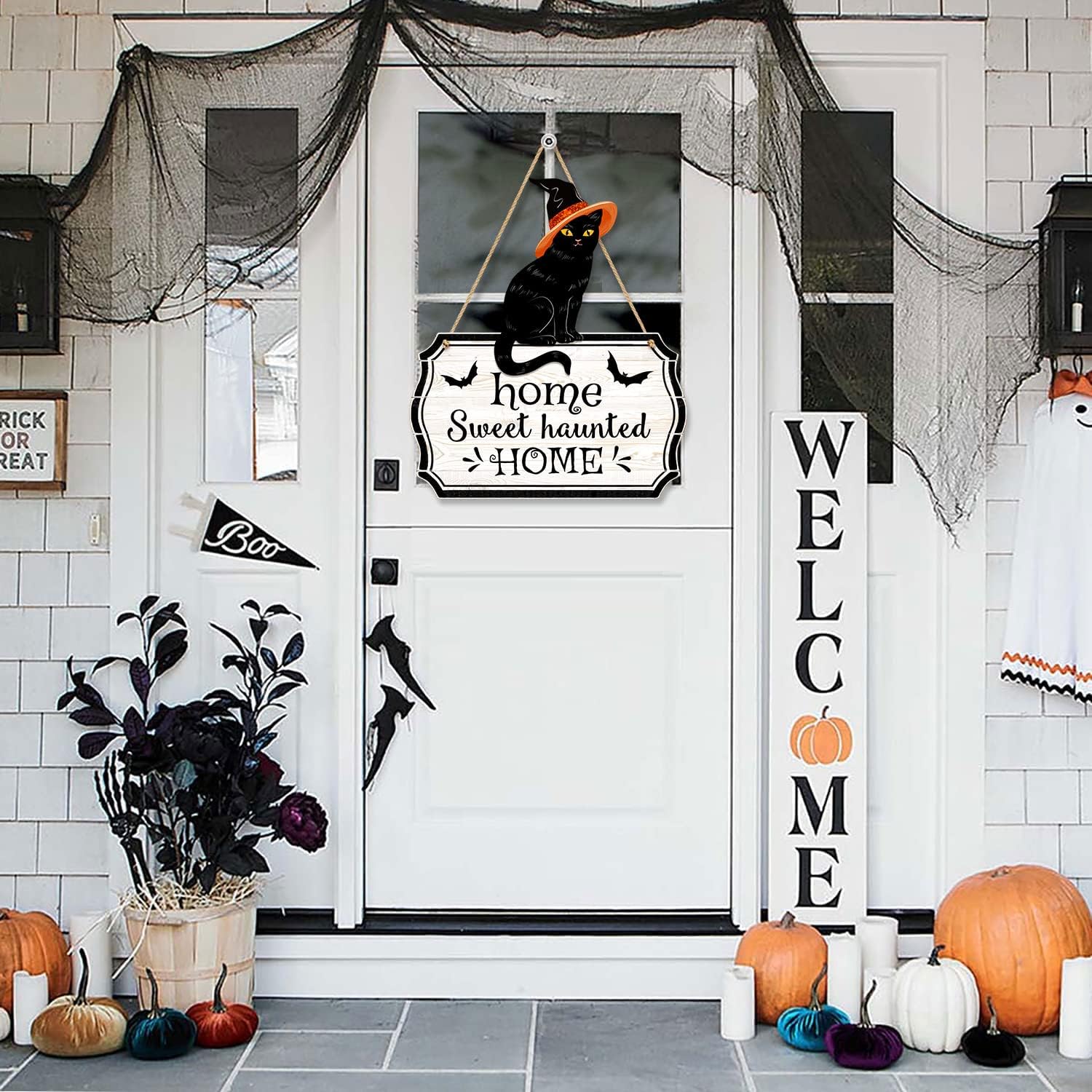 Halloween 3D Black Cat Door Hanger Decor Sign