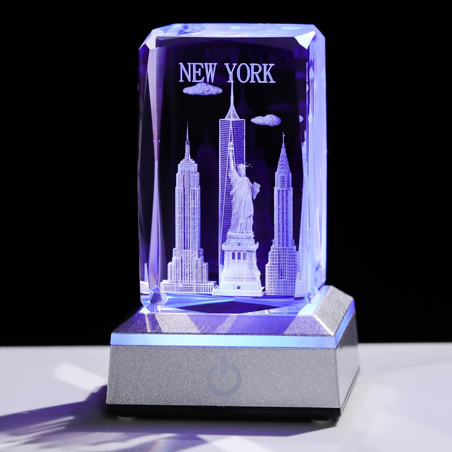 Movdyka 3D Crystal Statue of Liberty Figurine with LED Base