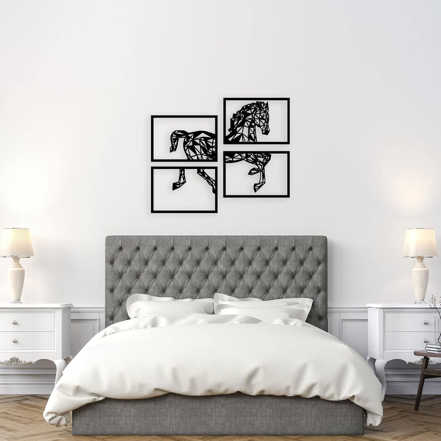 Peak Metal Wall Art 4 Panels Black