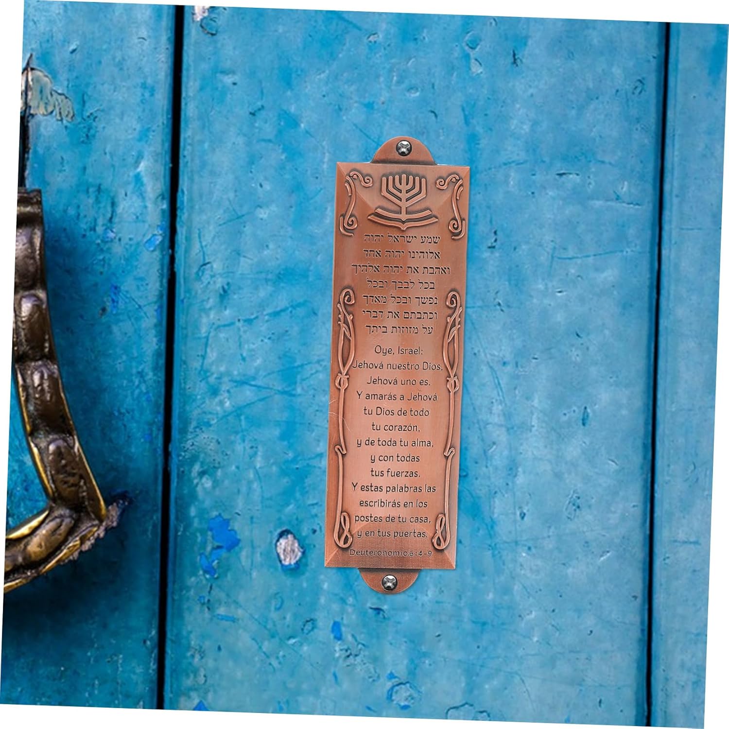 ABOOFAN Spanish Mezuzah Plaque with Blessing