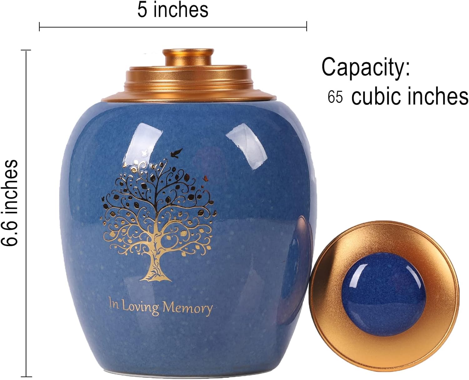 Medium Ceramic Urn for Human Ashes - Tree of Life Design