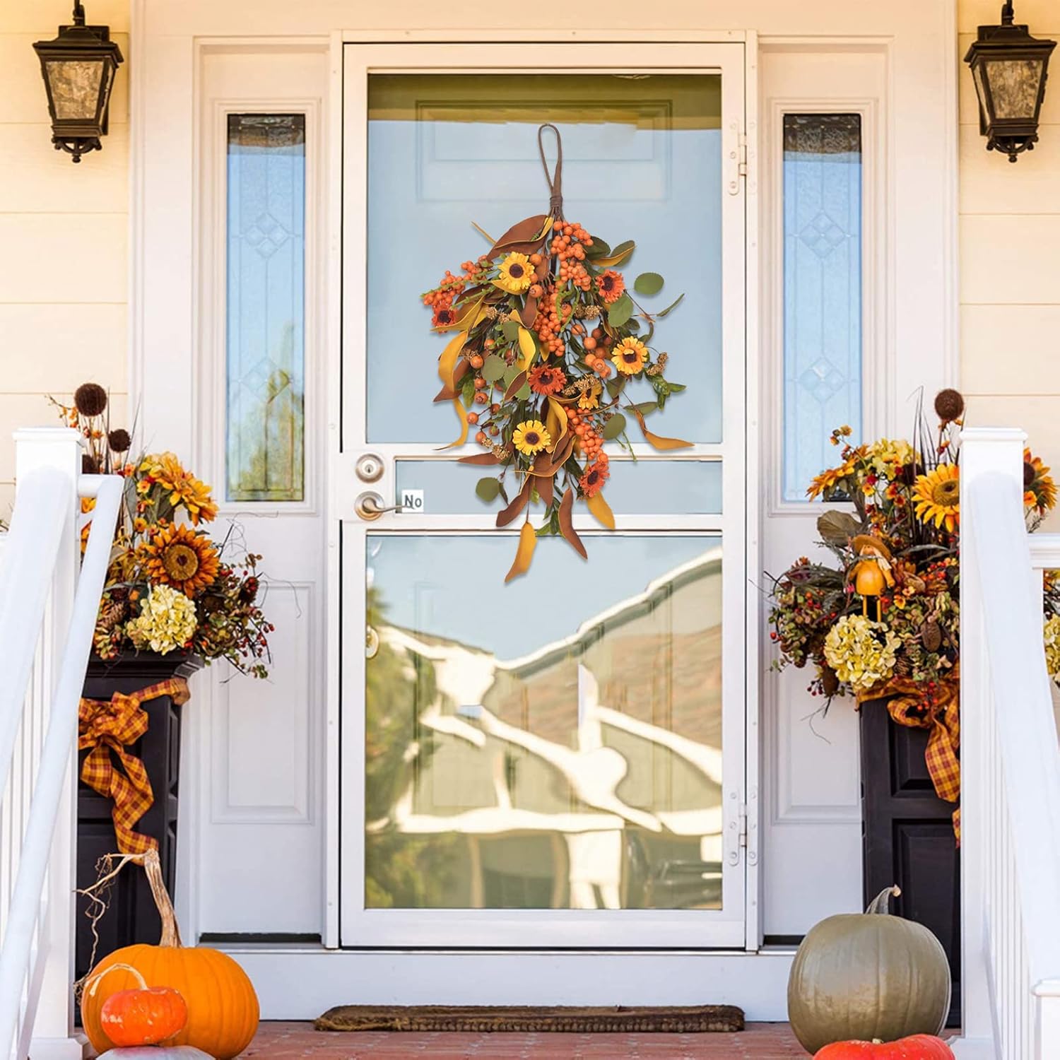Fall Harvest Teardrop Swag Artificial Decor Thanksgiving Door Wall