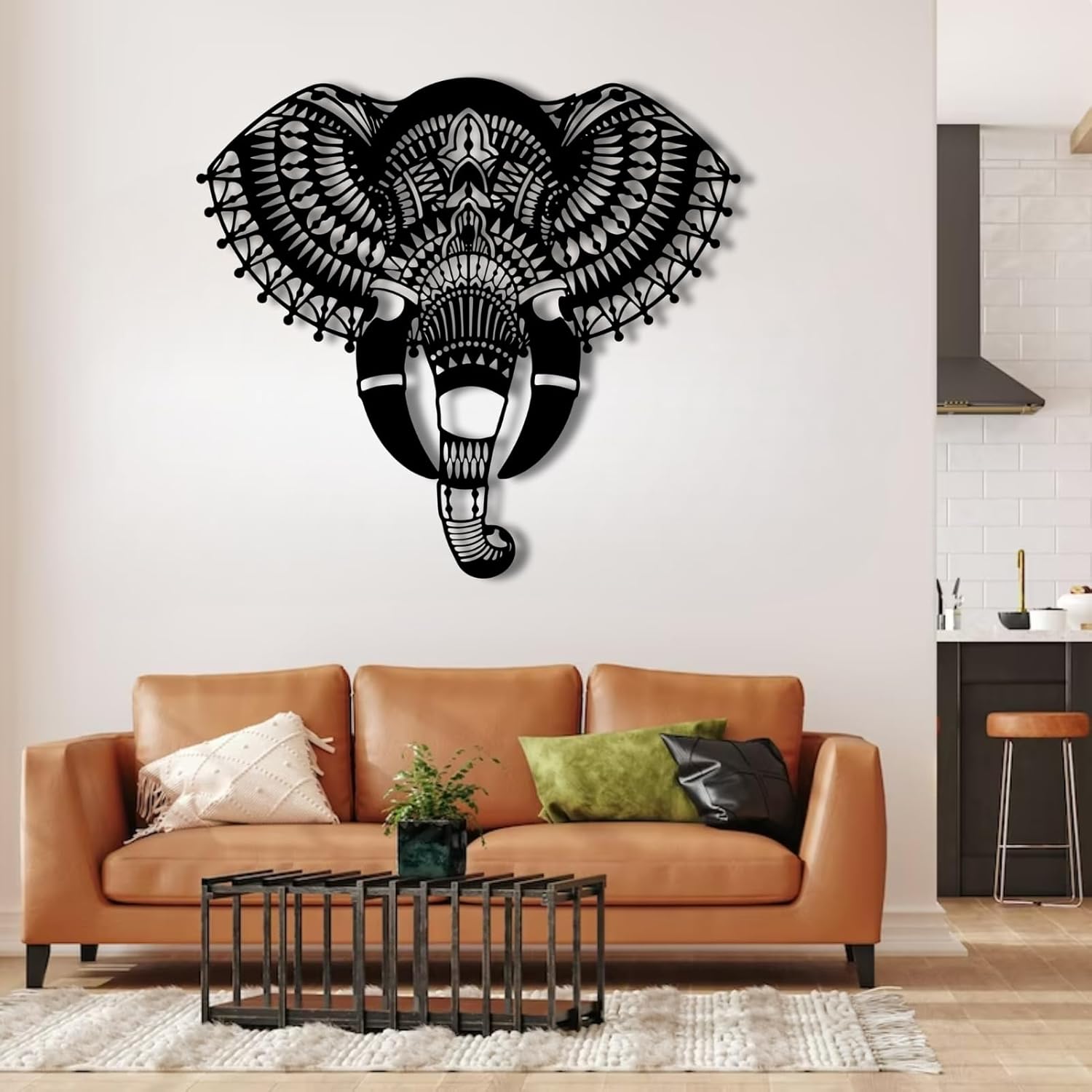 Feuwile Metal Elephant Wall Art Decor Black