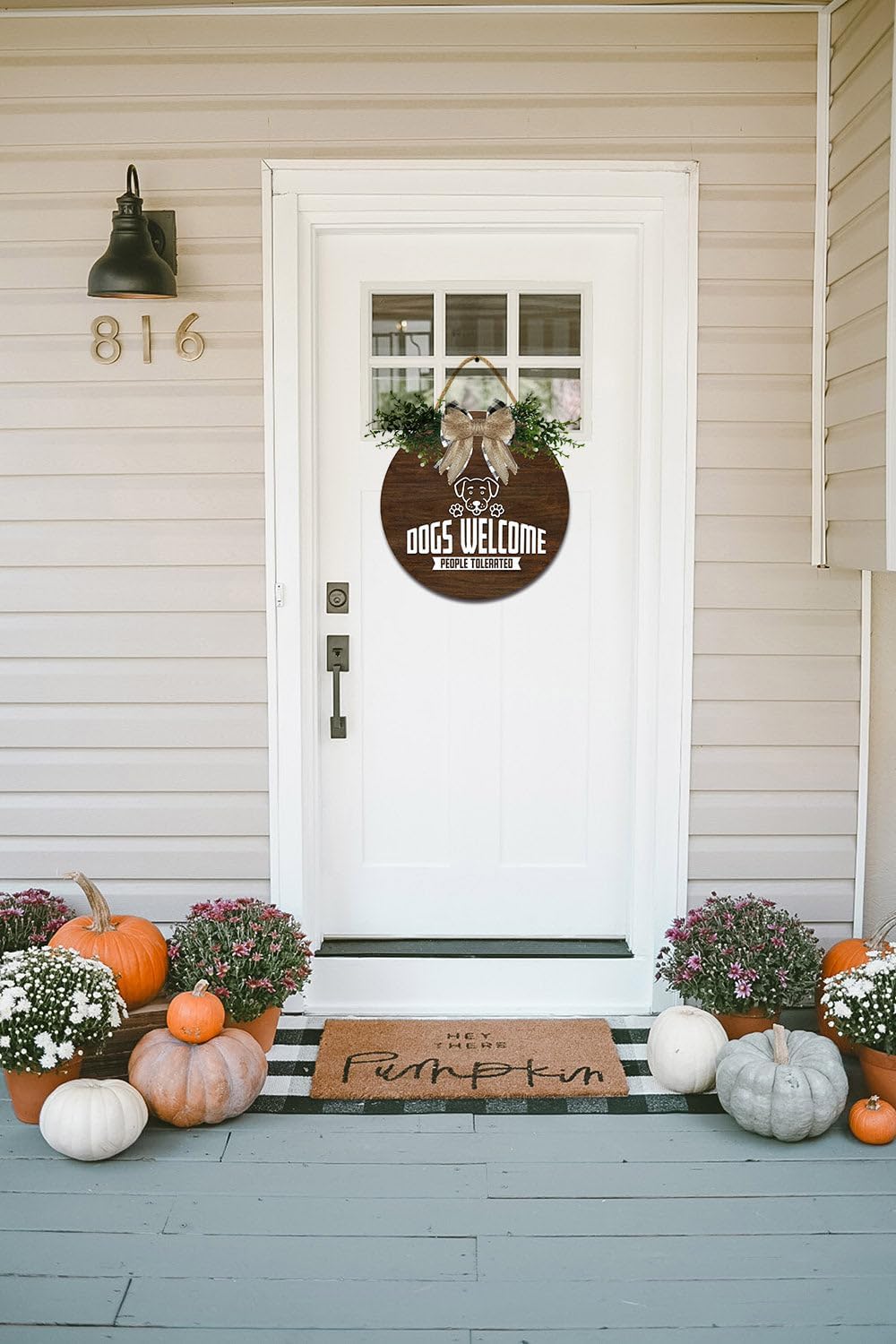 Door Sign Wood Decor - Dogs Welcome People Tolerated