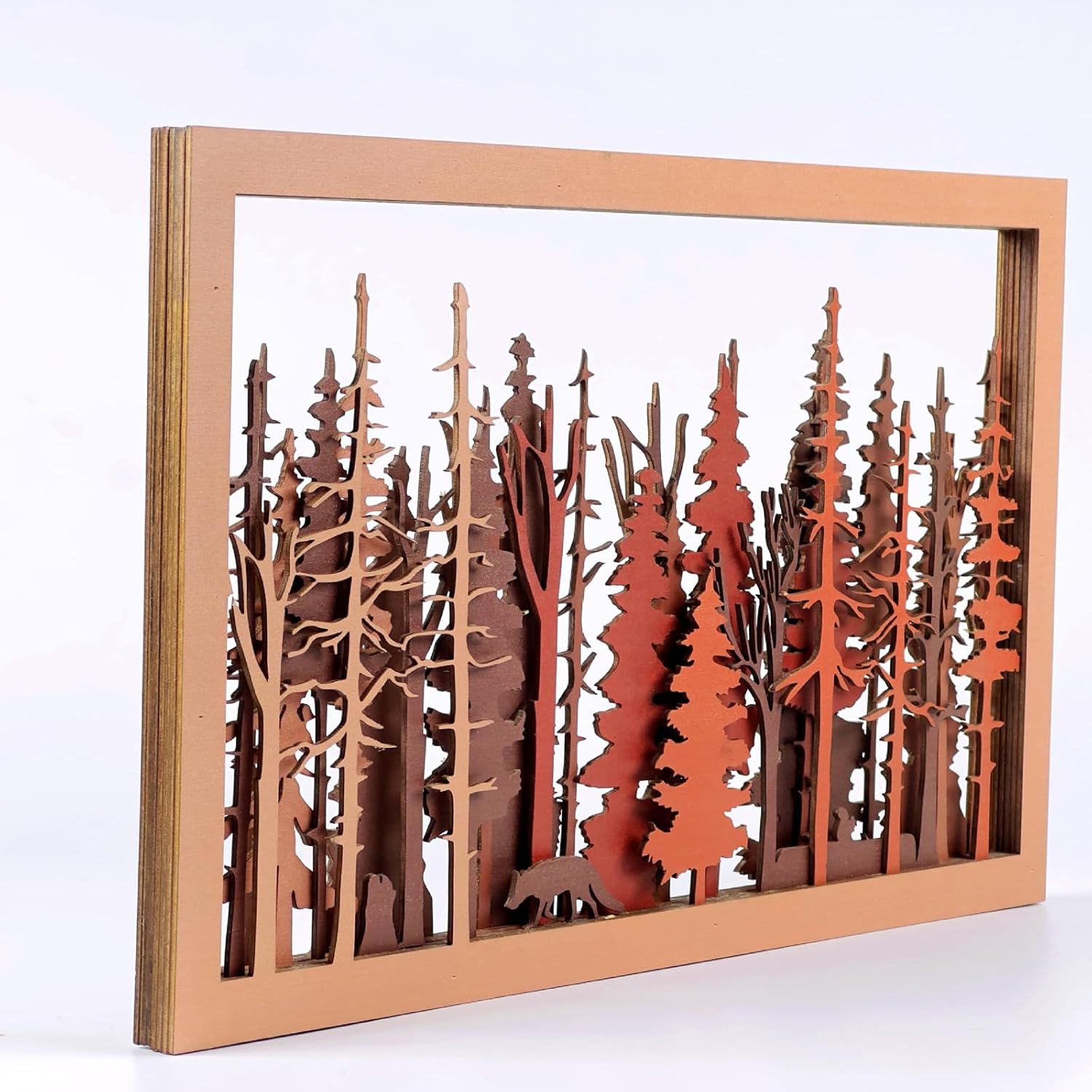 Meokro 7-Layer Fox Wall Art Decor Wooden Farmhouse Sculpture
