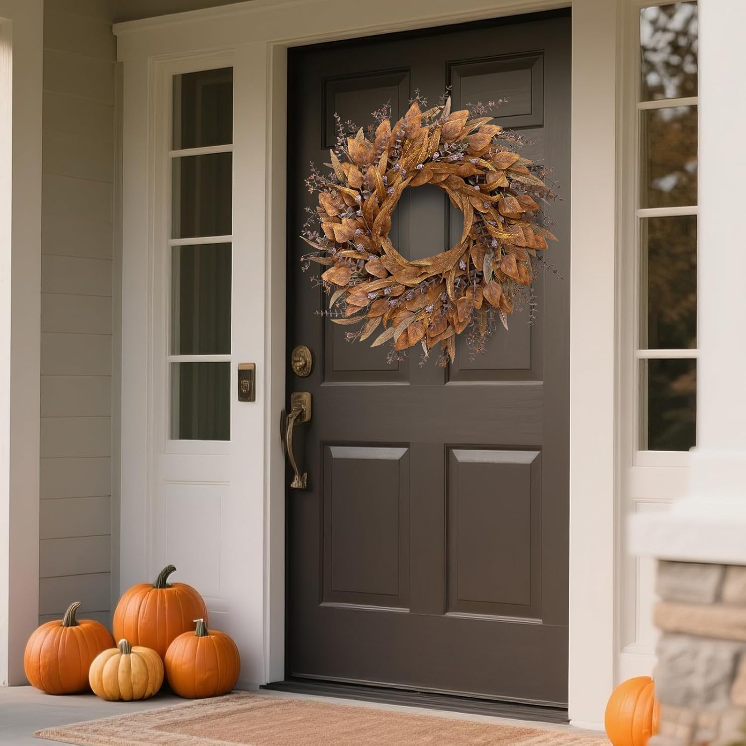 26 Orange Eucalyptus Wreath for Front Door