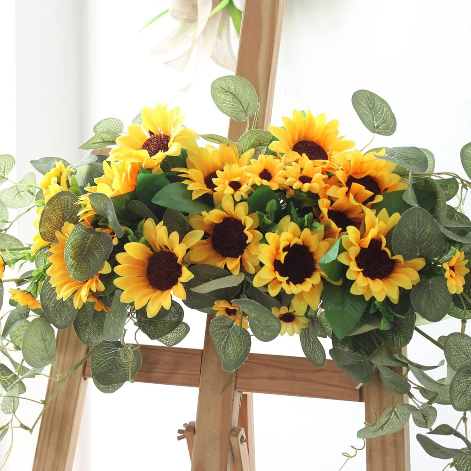 Artificial Sunflower Swag with Eucalyptus 295In Wall Arch Hanging Wreath