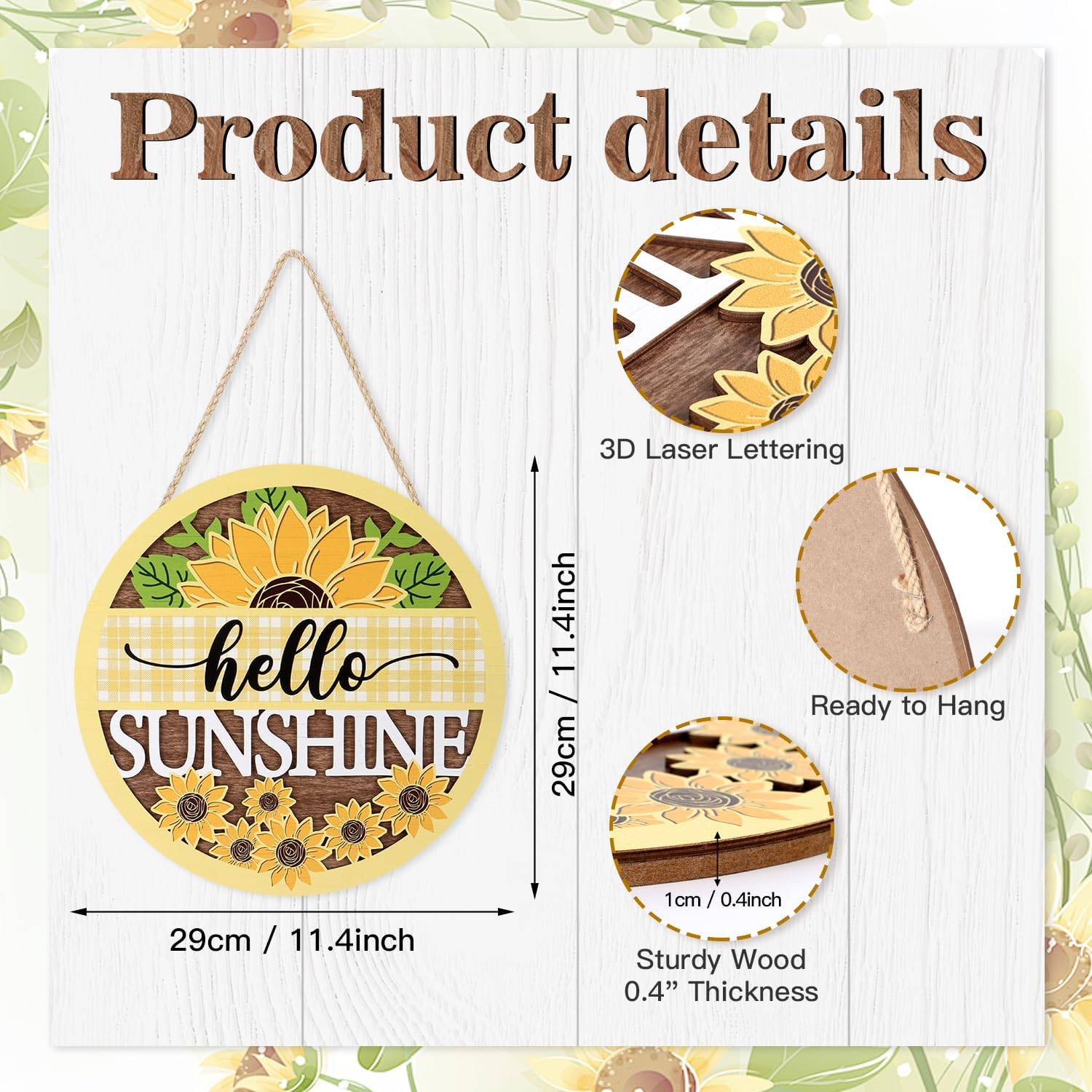 CHDITB 3D Hello Sunshine Front Door Wreath