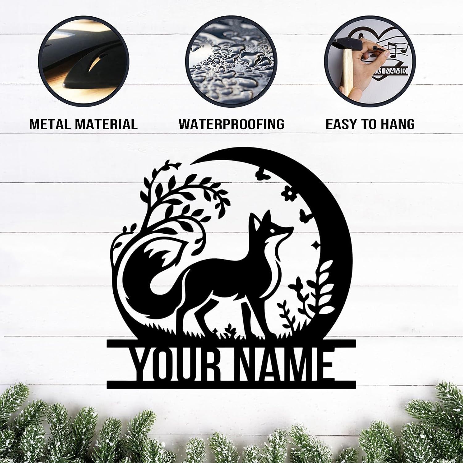 Houdoum Personalized Metal Fox Wall Art