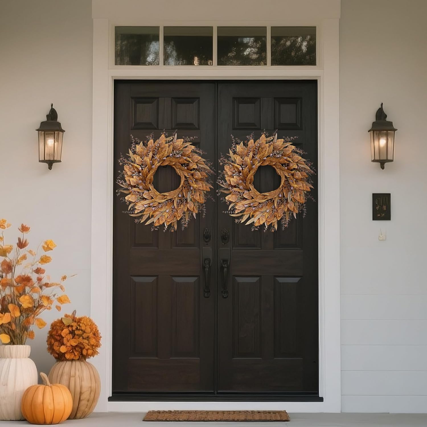 26 Orange Eucalyptus Wreath for Front Door