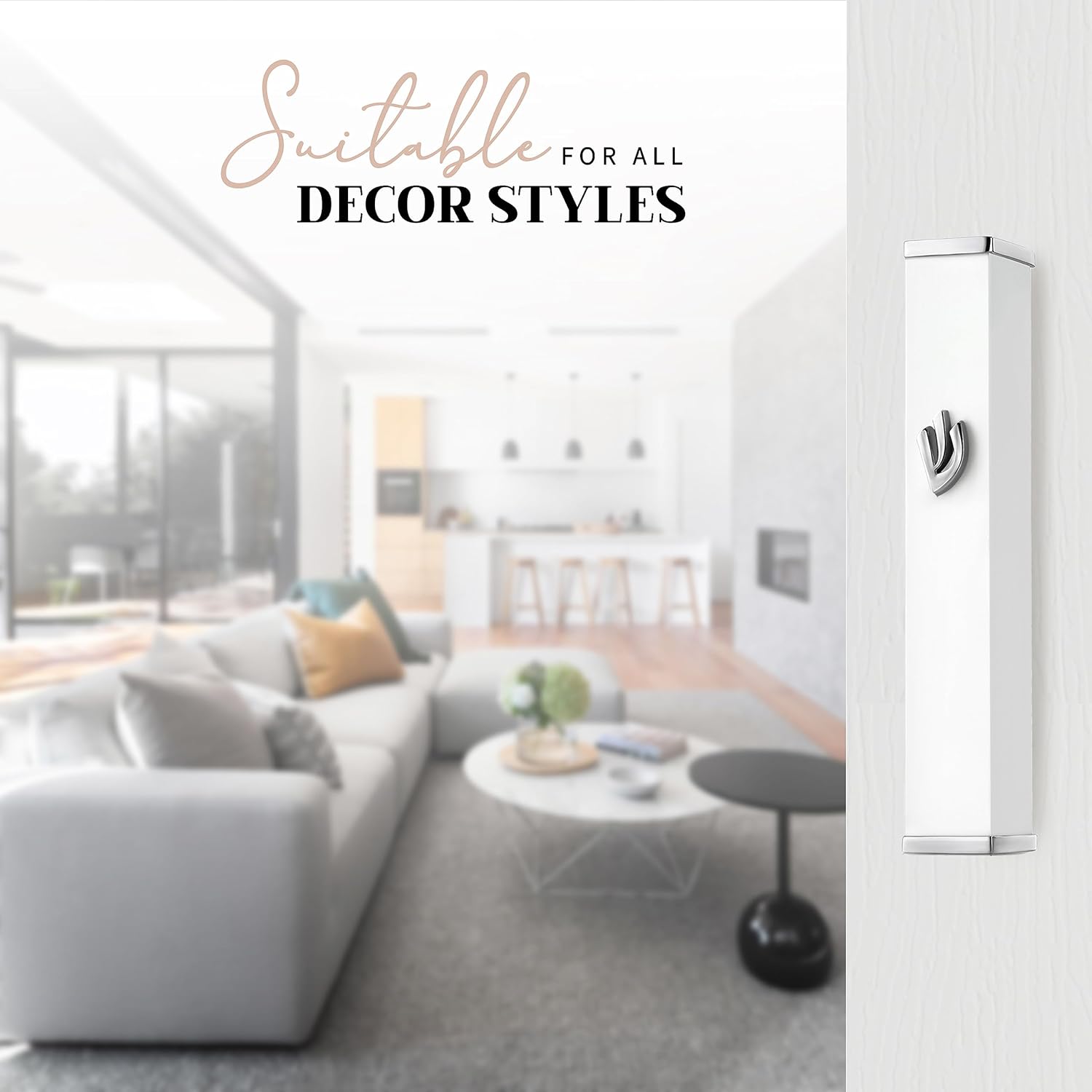 SURI Modern Mezuzah with Adhesive for Easy Install