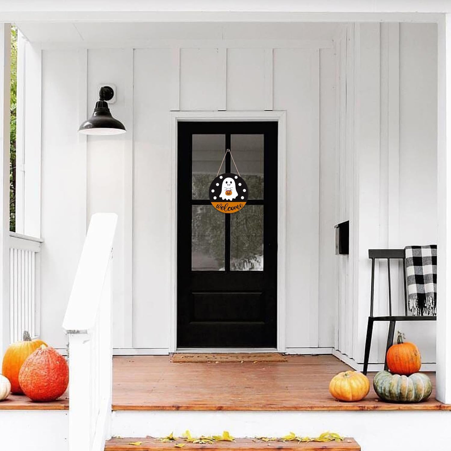 Halloween Door Hanging Ghost Welcome Sign Decor