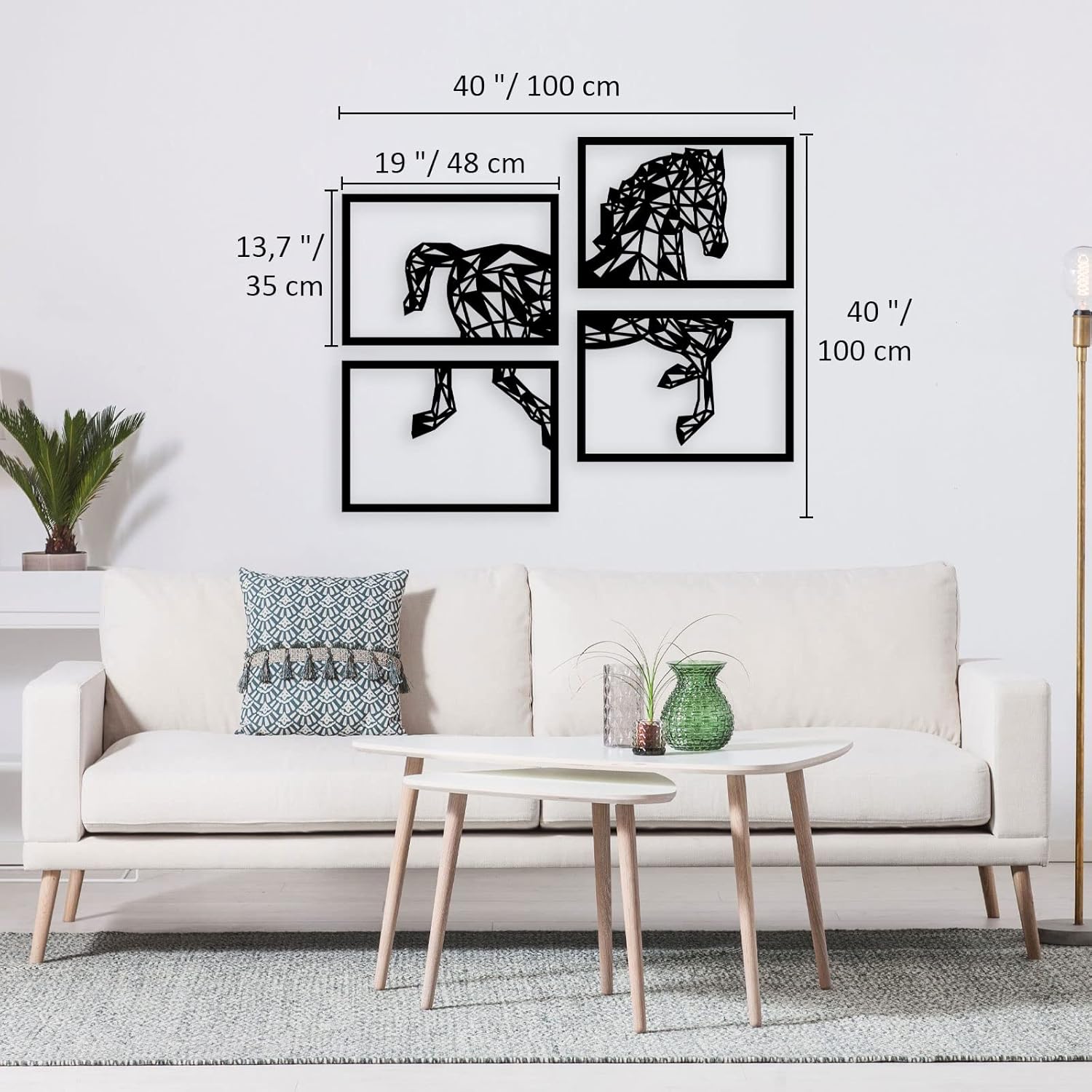 Peak Metal Wall Art 4 Panels Black