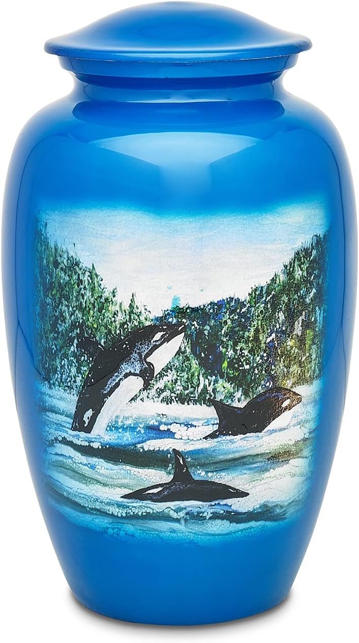Orca Pod Adult Urn in Blue