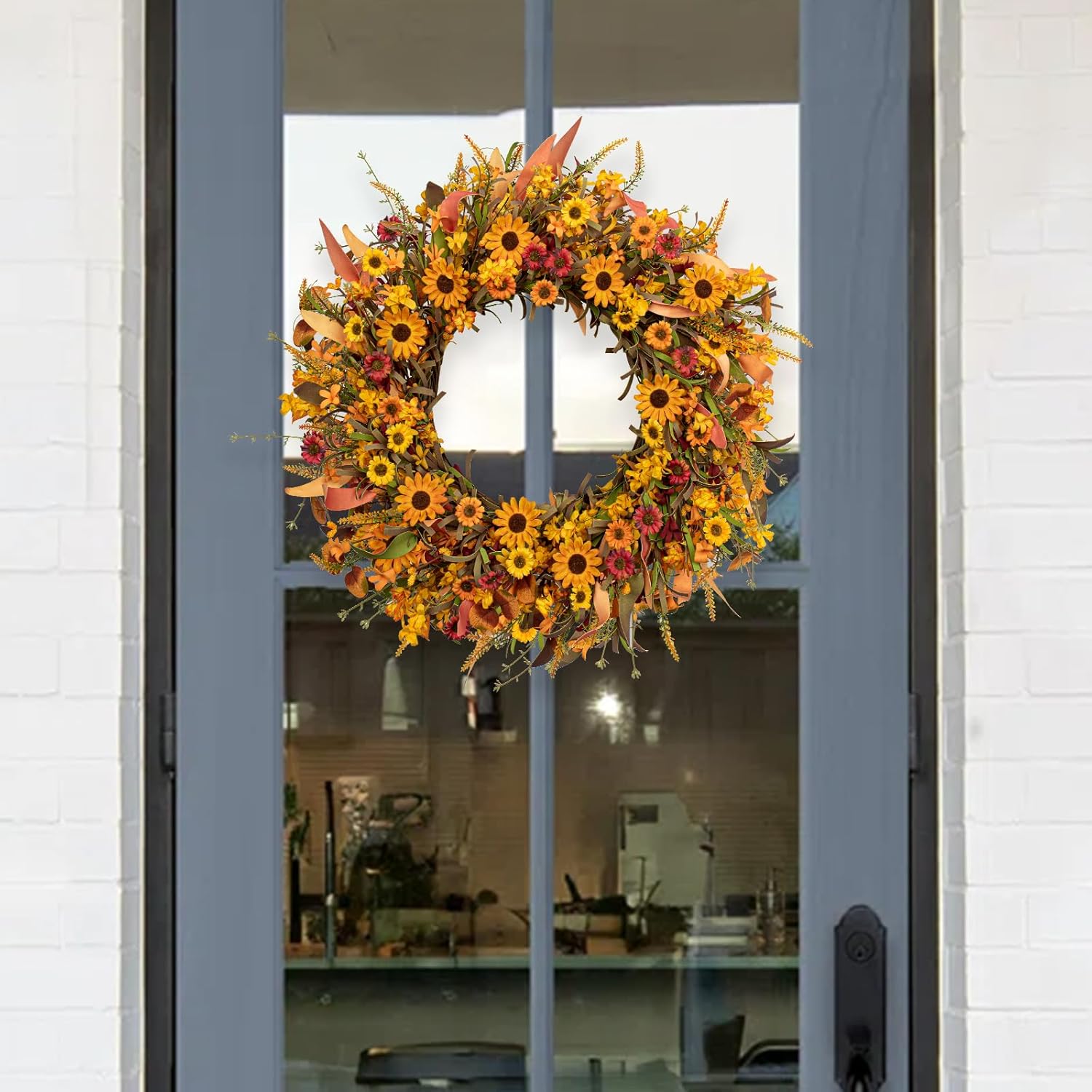 JFLORU 22 Inch Artificial Fall Wreath