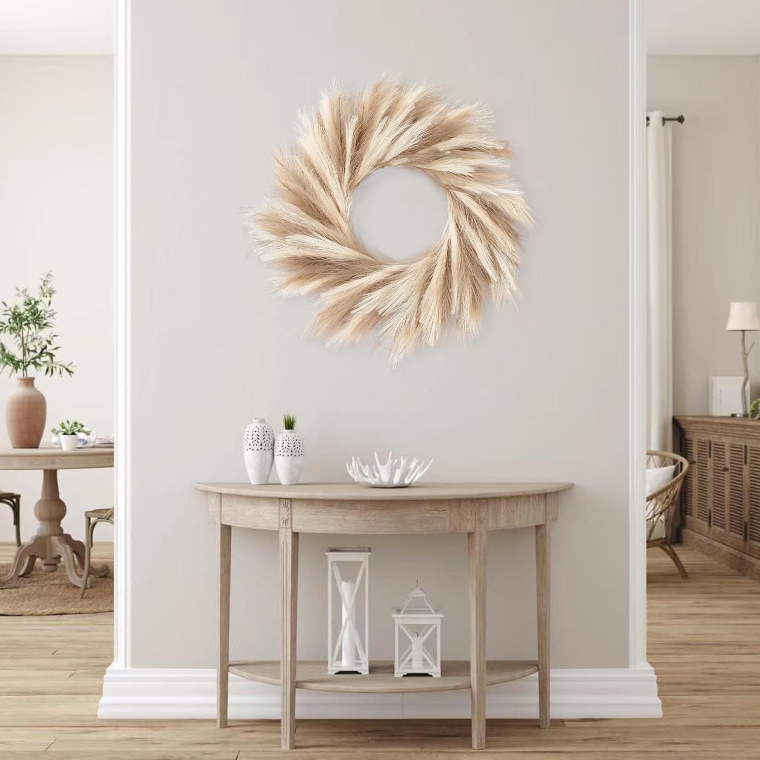 Sggvecsy 26 Faux Pampas Grass Wreath for All Seasons