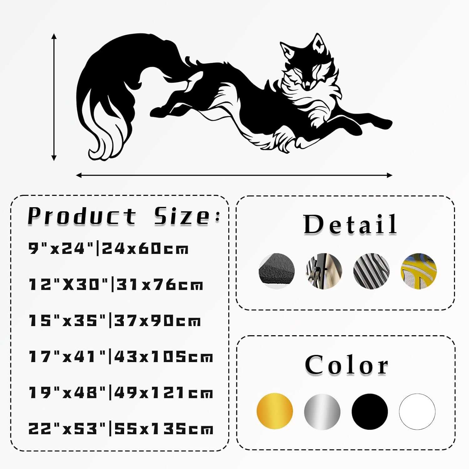 LARNT Metal Fox Wall Art 12X30 Wall Decor